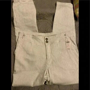 Striped White and Gray Women's Pants